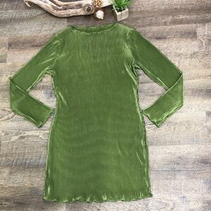 Green Accordion Midi Dress